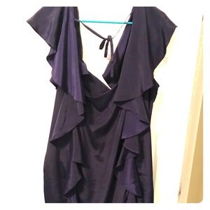 Flirty satin purple dress with ruffles